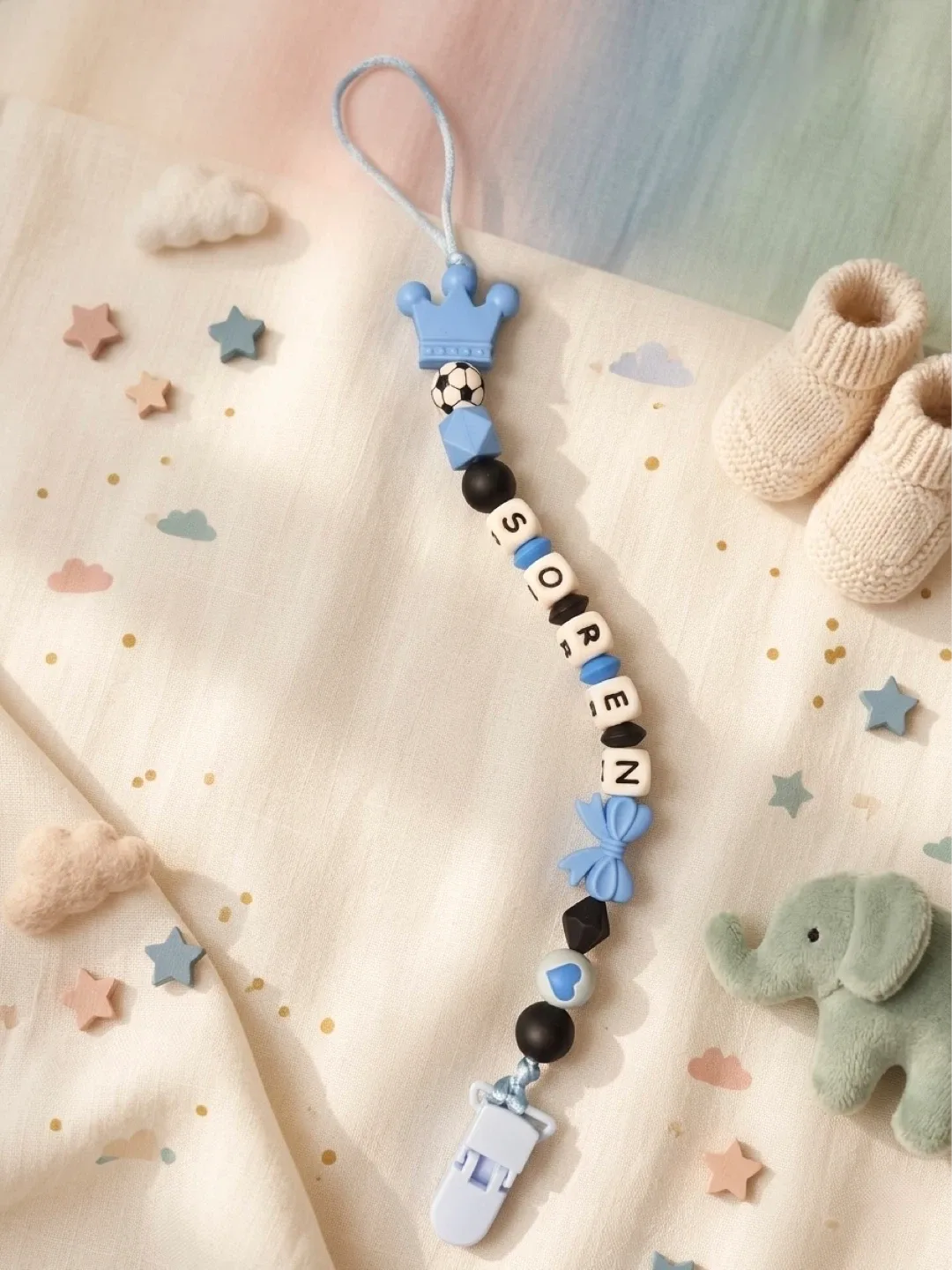Custom Name Pacifier Clip - Silicone Beads & Charms - photo 3