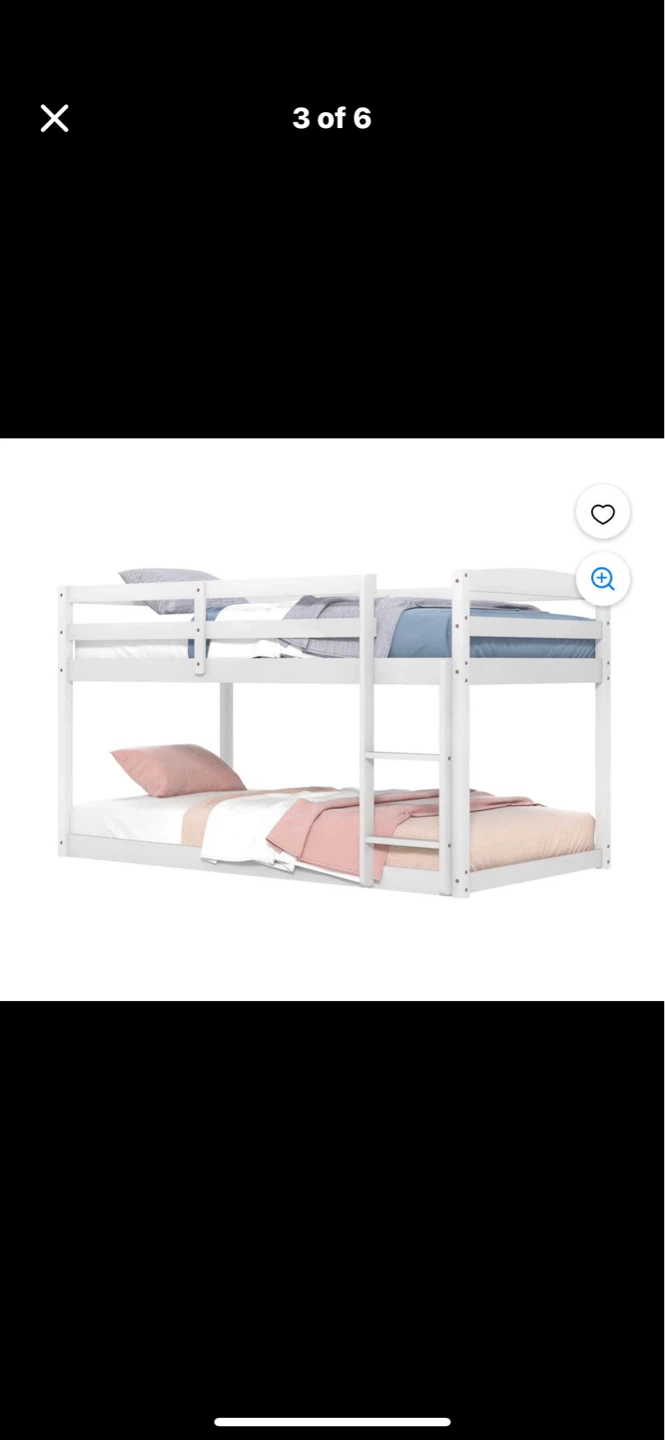 White Wooden Twin over Twin Bunk Bed - photo 3