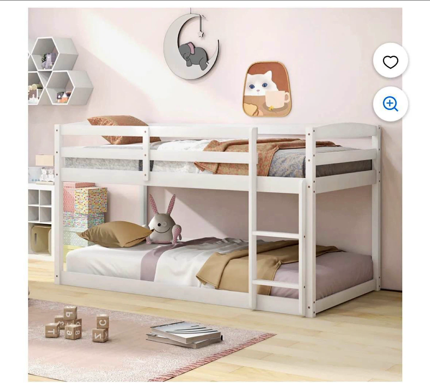 White Wooden Twin over Twin Bunk Bed
