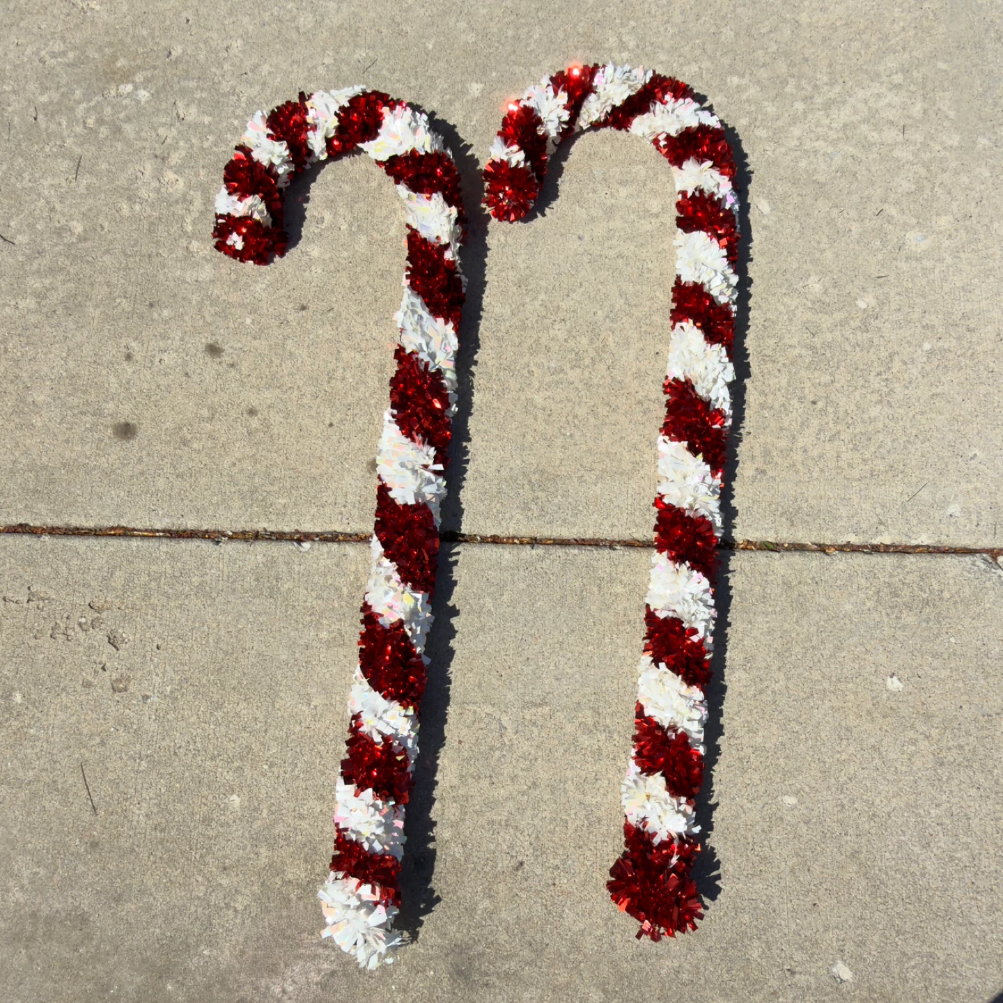 Set of 2 Large Tinsel Candy Cane Christmas Decorations - photo 2