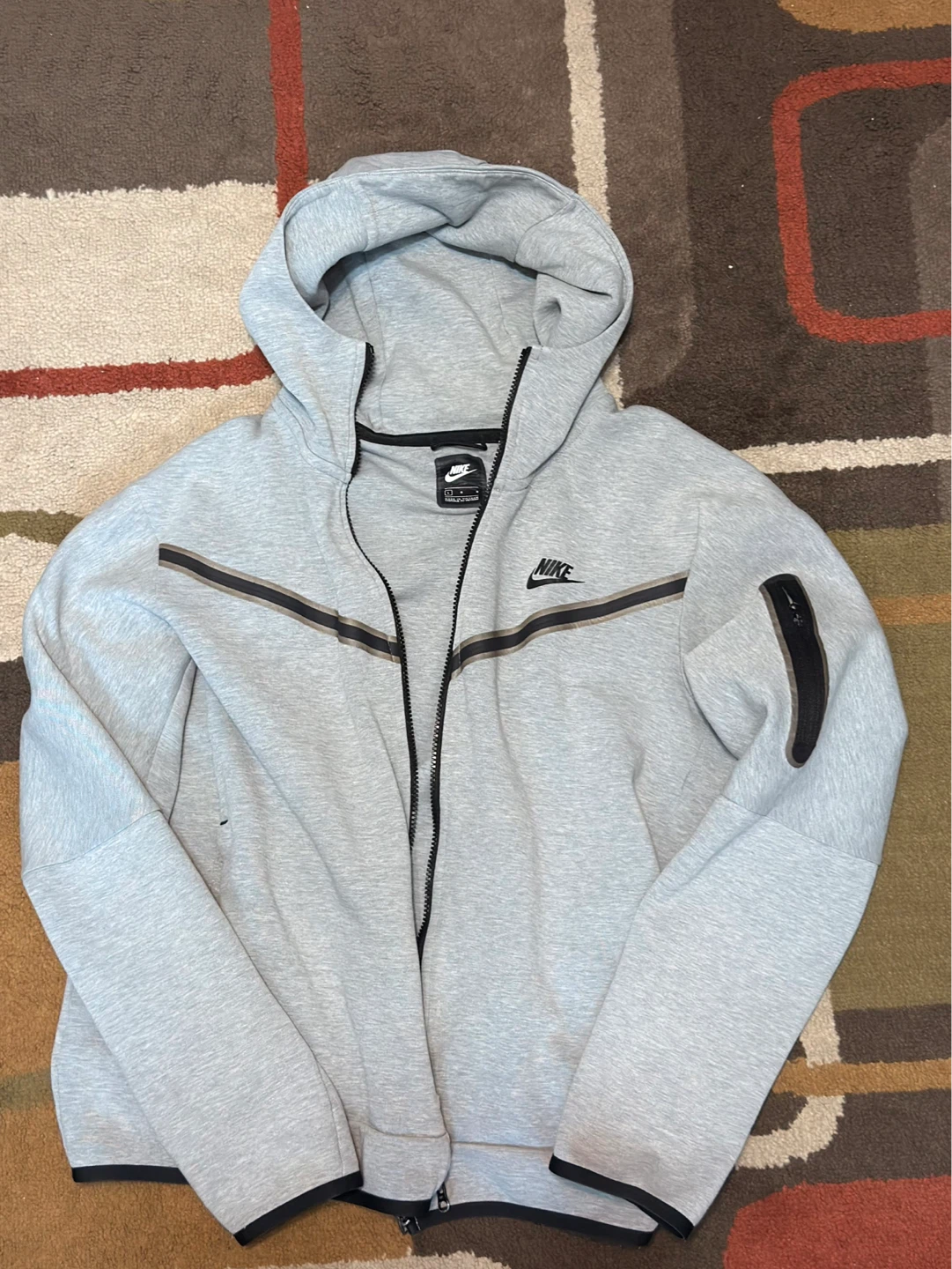 Grey Nike Tech Fleece Full-Zip Hoodie. Size L