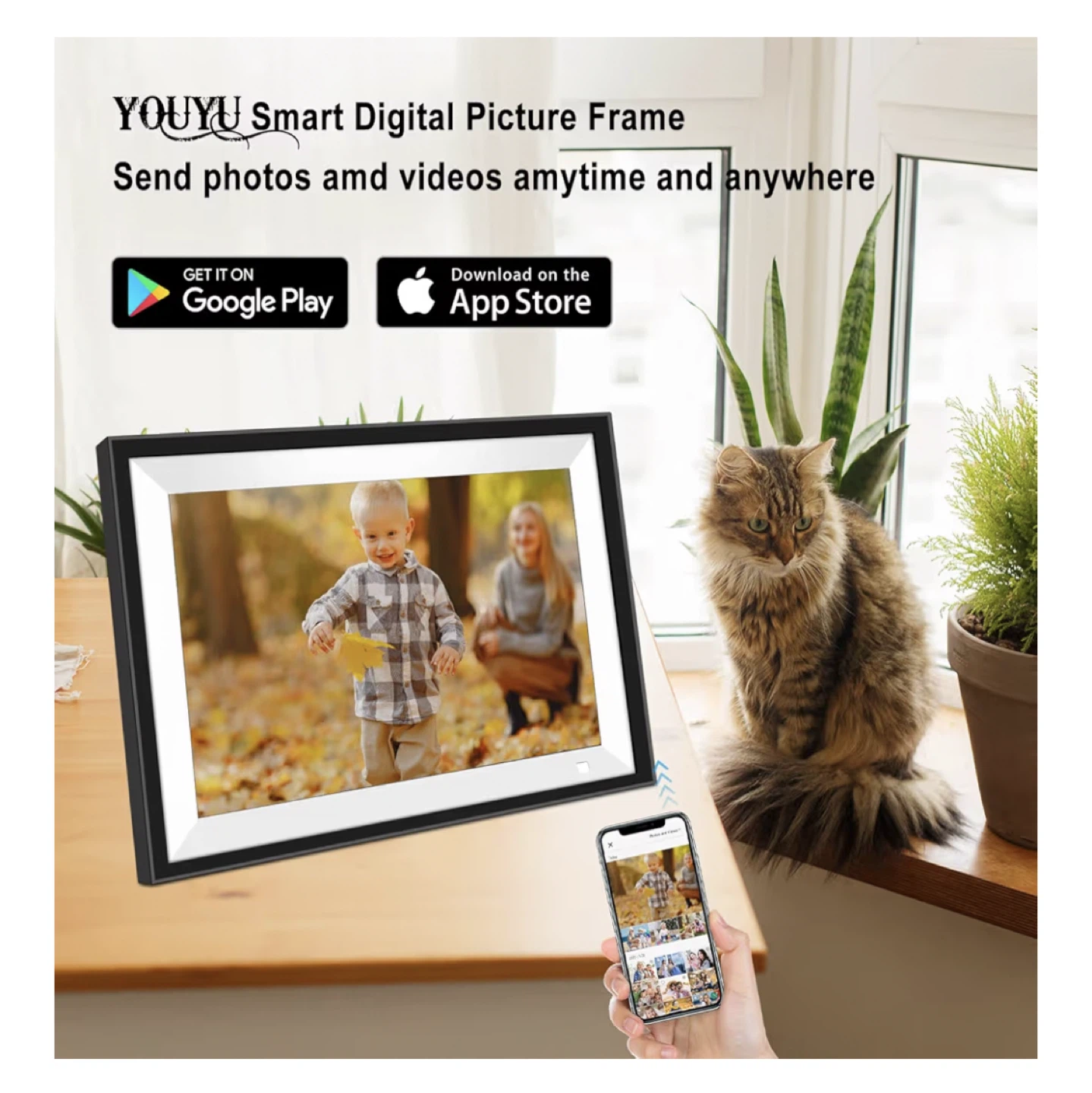 YOUYU Smart Digital Picture Frame 10.1 Inch IPS Touchscreen - photo 2