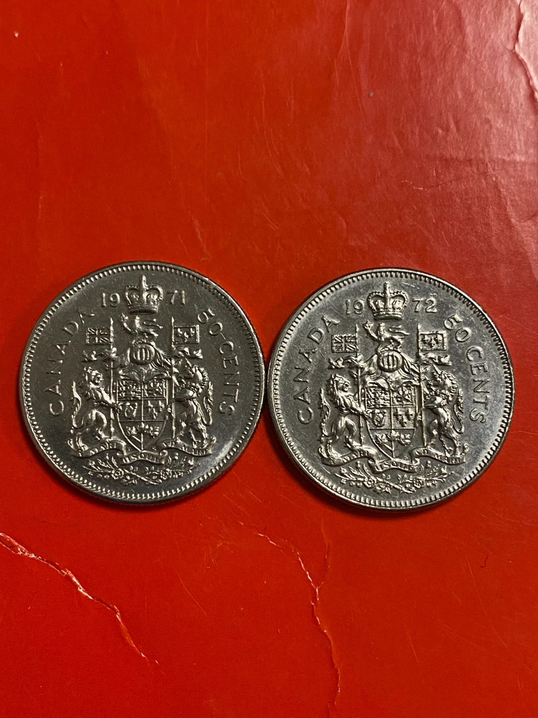 Two 1971 & 1972 Canadian 50 Cent Coins