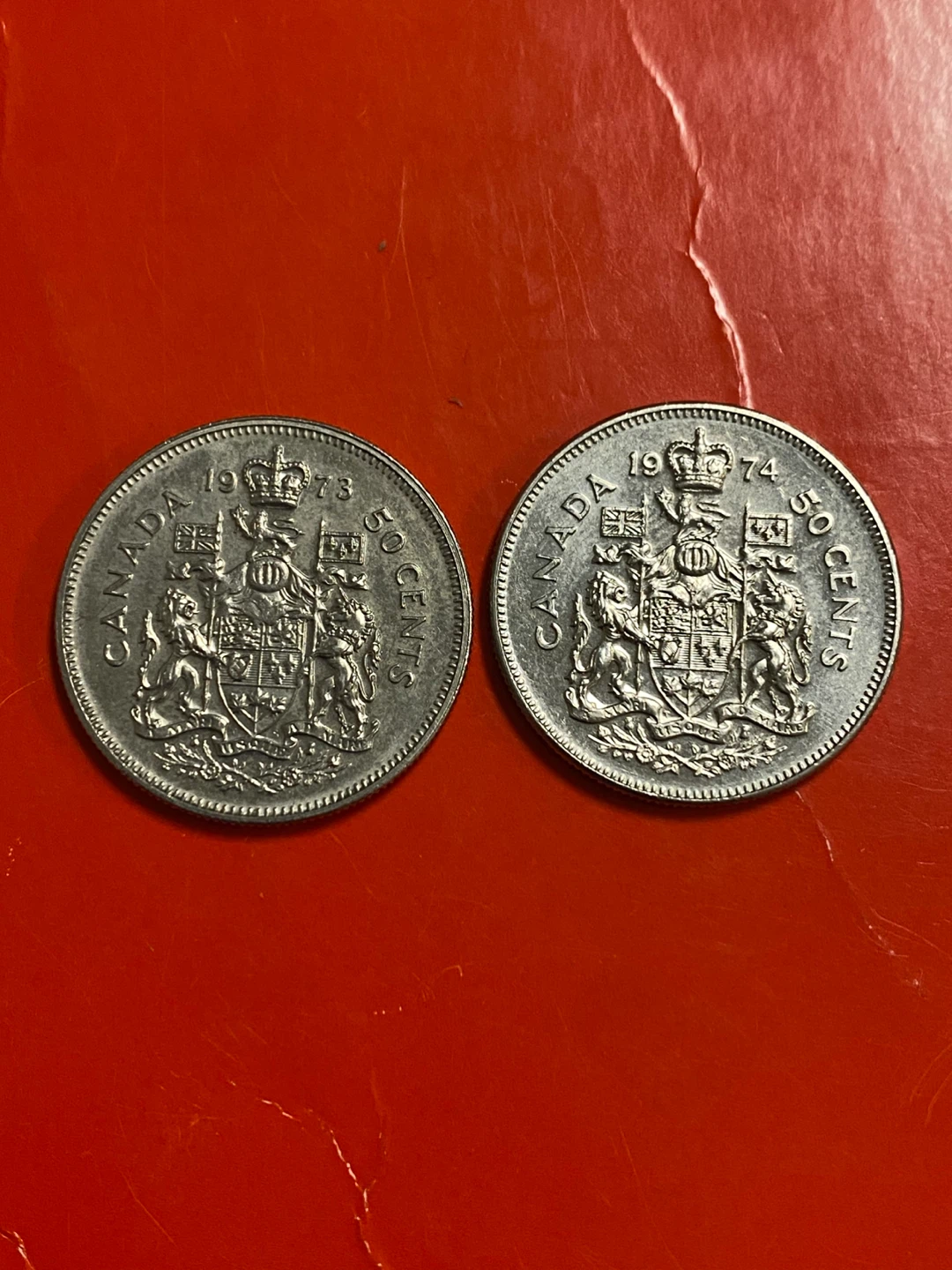 Two 1973 & 1974 Canadian 50 Cent Coins