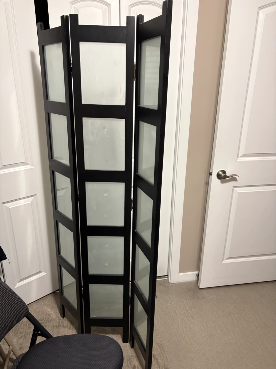 Black 3-Panel Room Divider Screen - photo 2