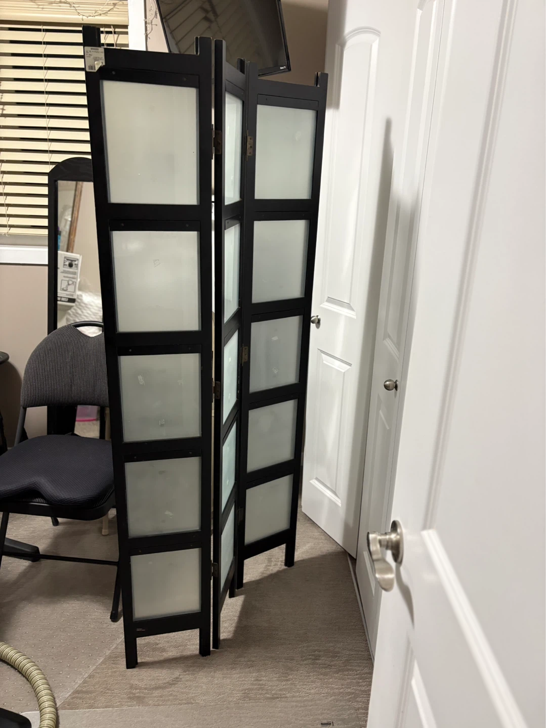 Black 3-Panel Room Divider Screen