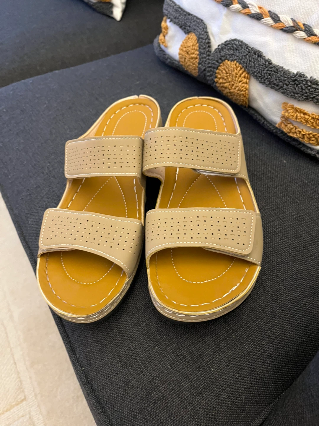 Women's Beige Slip-On Sandals