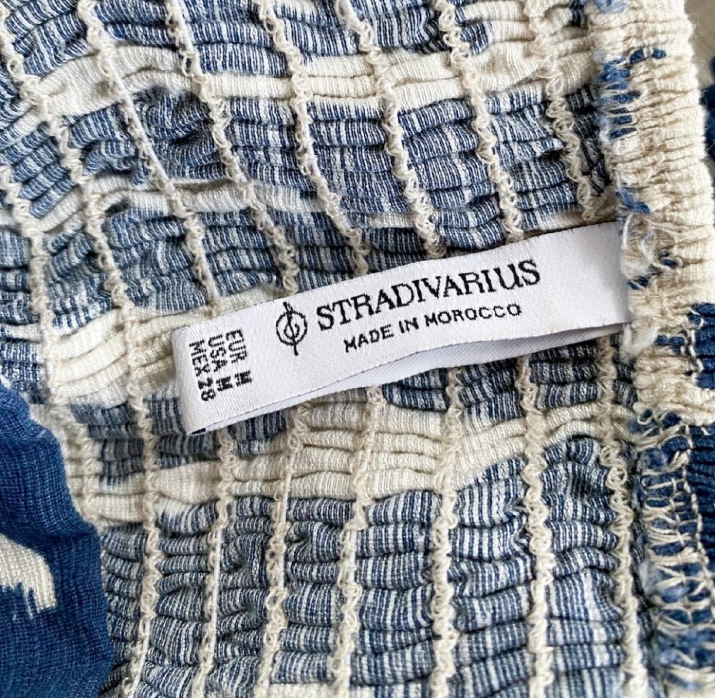 Stradivarius Blue & White Strapless Maxi Dress Size M - photo 5