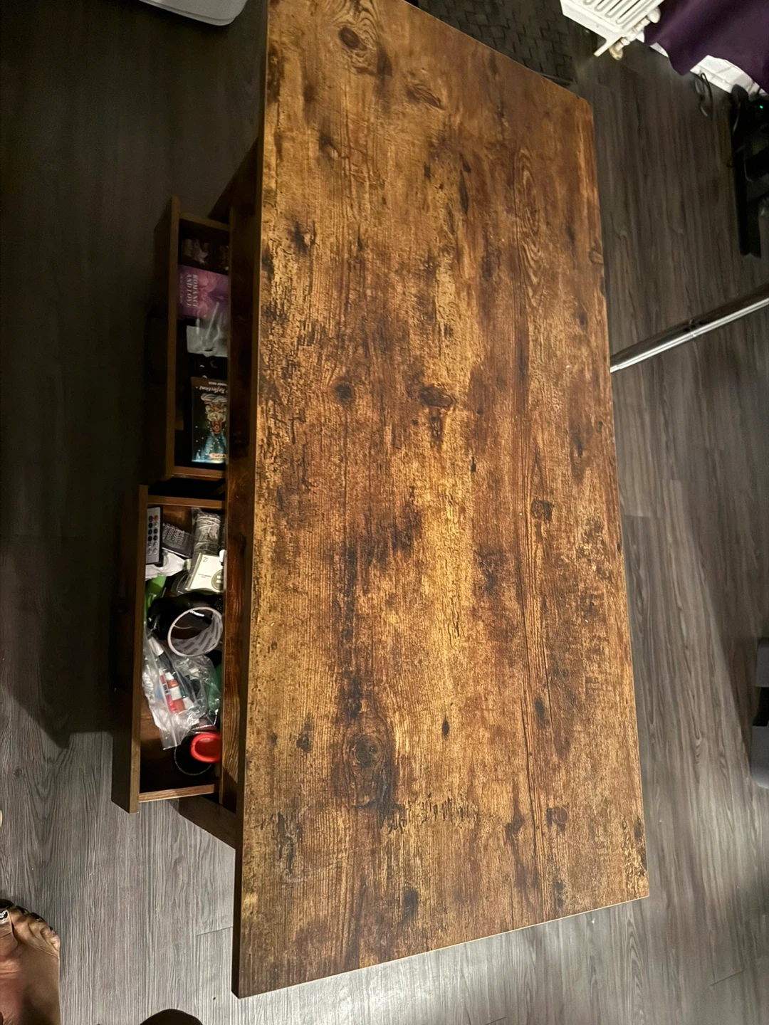 Rustic Wood Coffee Table with Drawers - photo 2