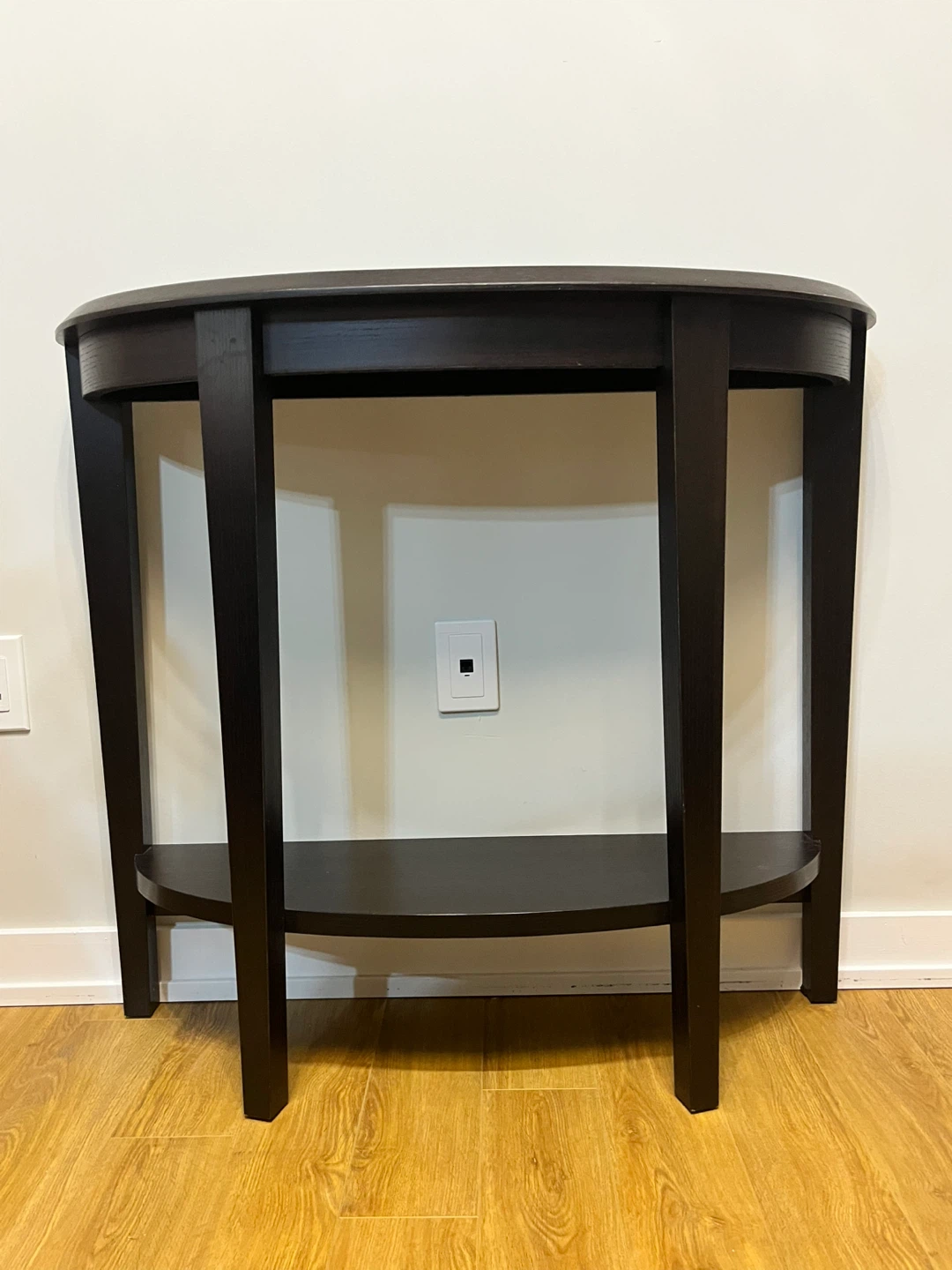 🌱 Dark Wood Half-Moon Console Table - photo 3