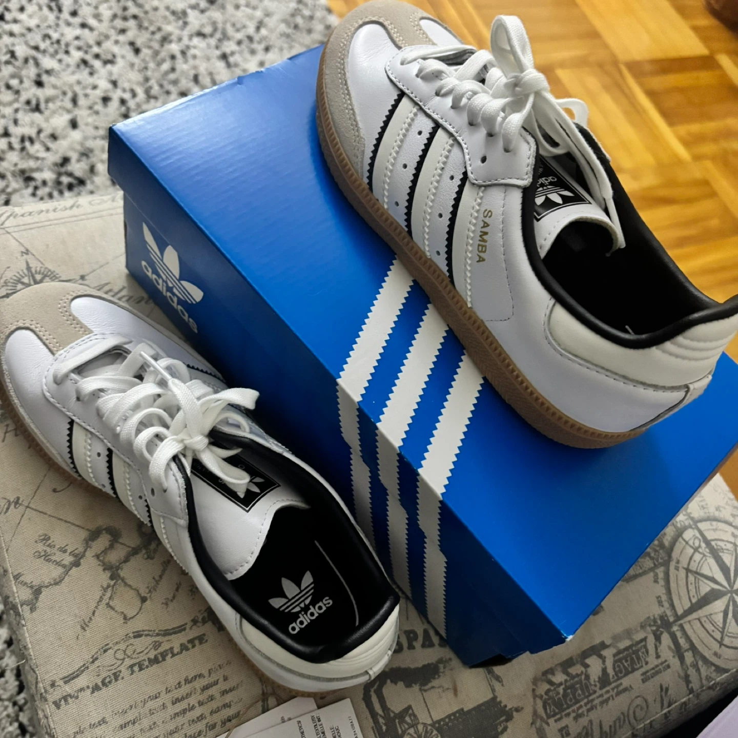 Adidas Samba OG C Shoes White Black Size 2.5Y