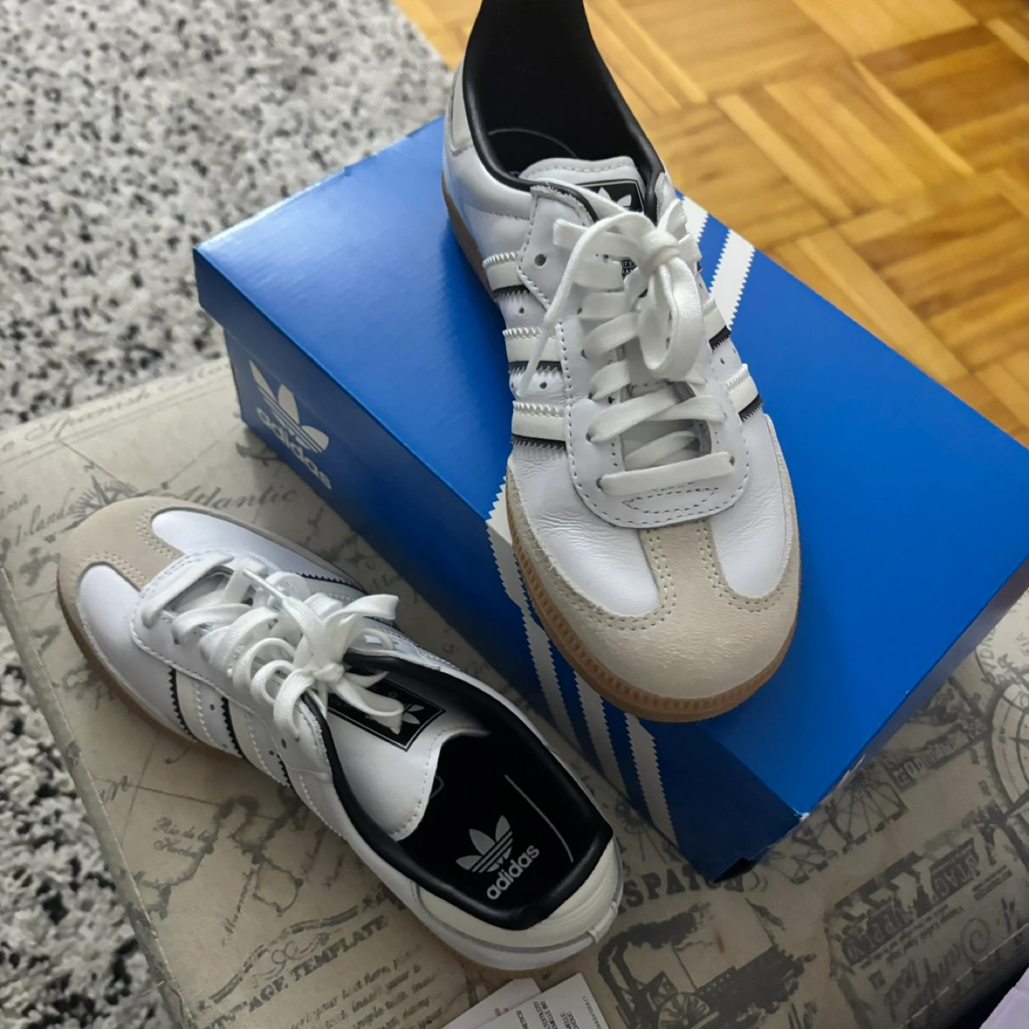 Adidas Samba OG C Shoes White Black Size 2.5Y - photo 2