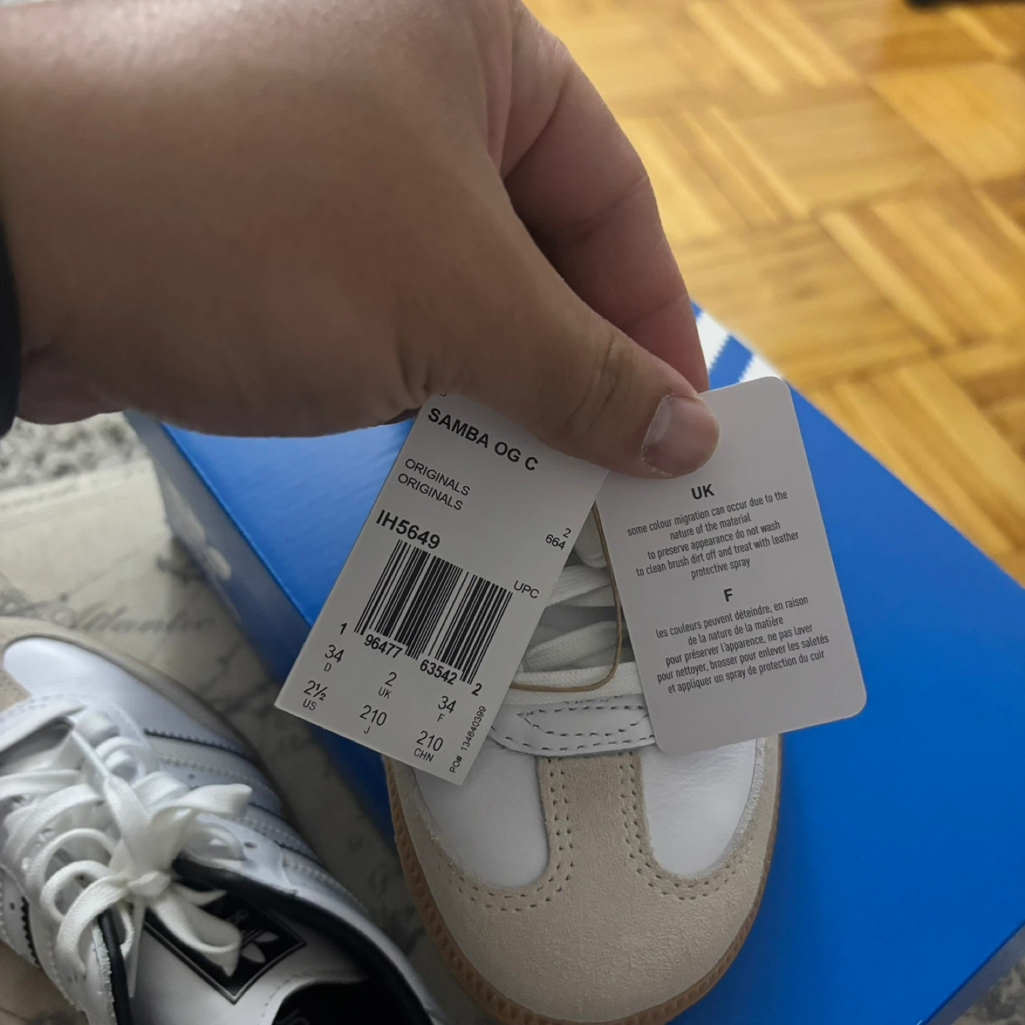 Adidas Samba OG C Shoes White Black Size 2.5Y - photo 3