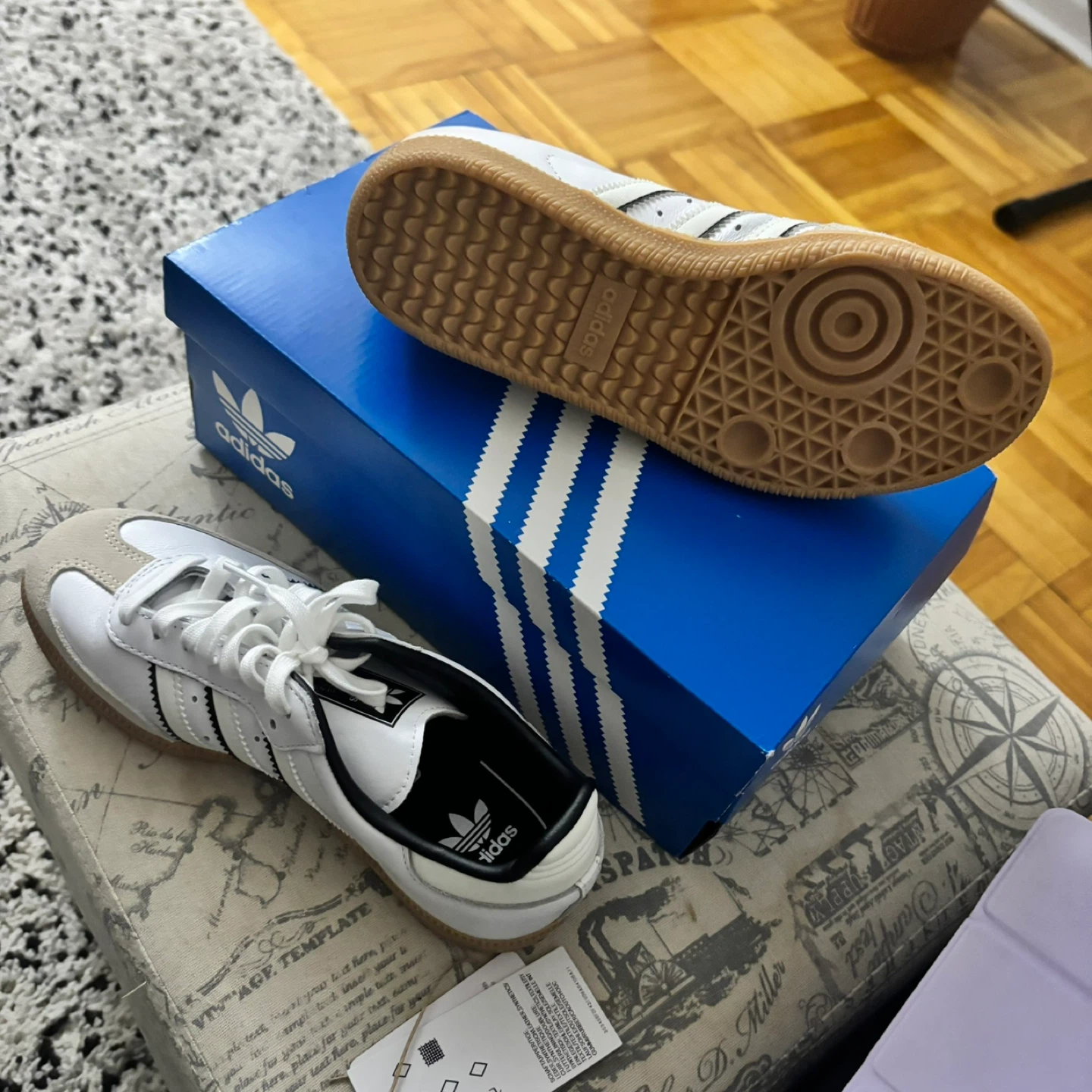 Adidas Samba OG C Shoes White Black Size 2.5Y - photo 4