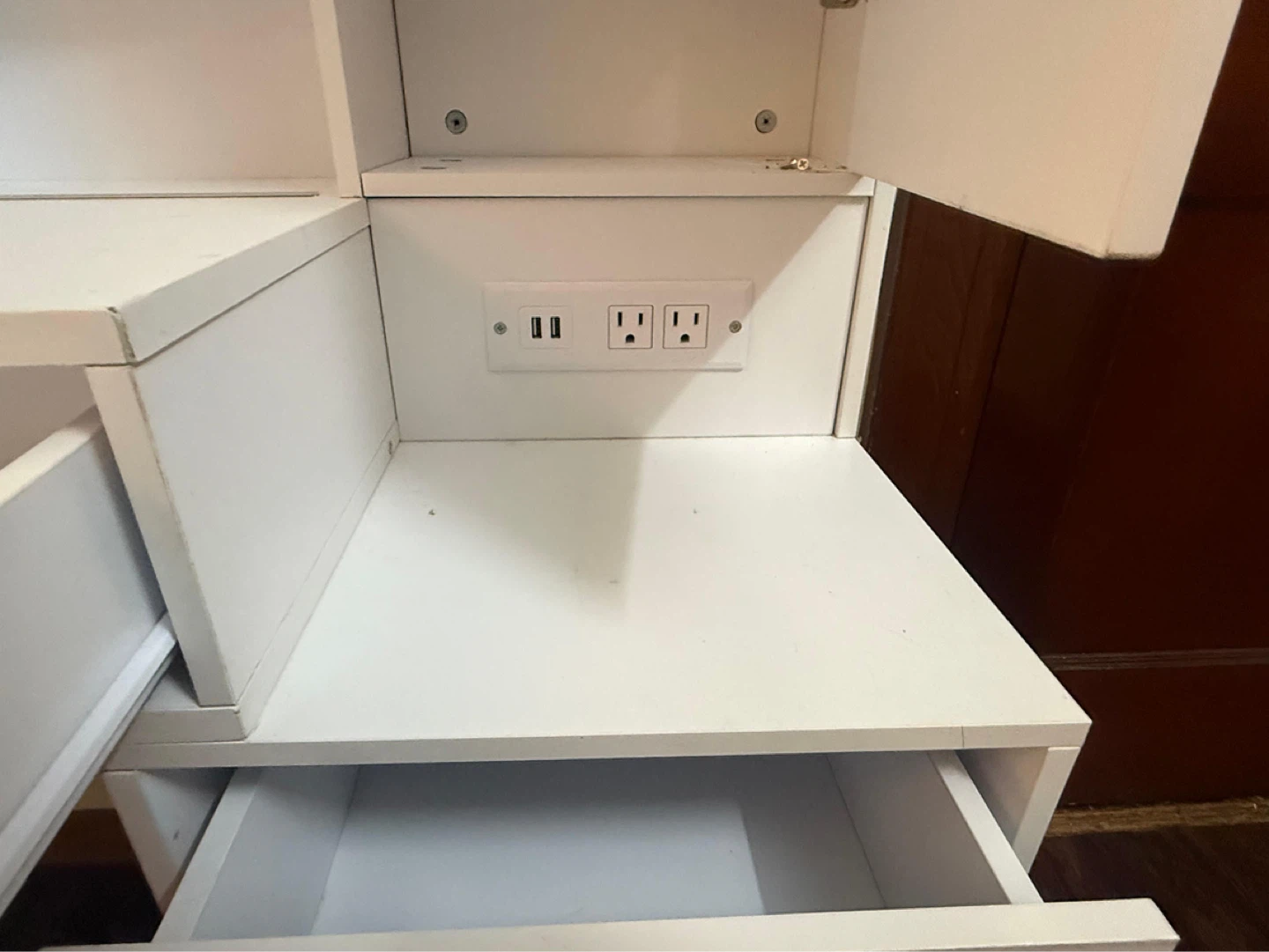 White Desk with Hutch and Built-in Outlets - photo 2