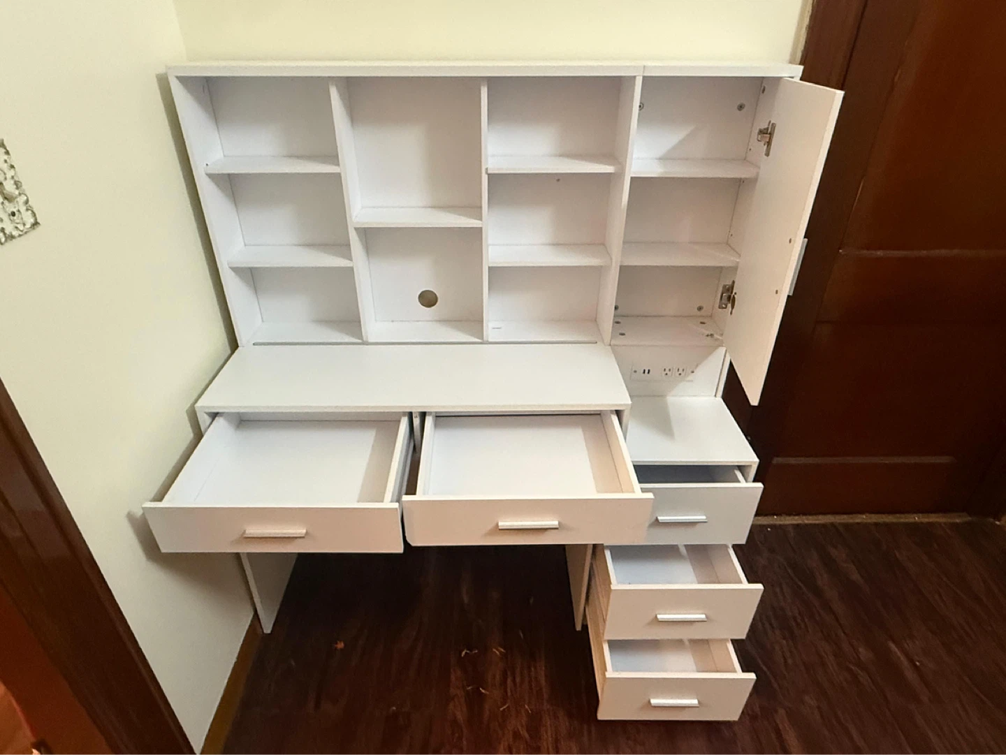 White Desk with Hutch and Built-in Outlets - photo 3