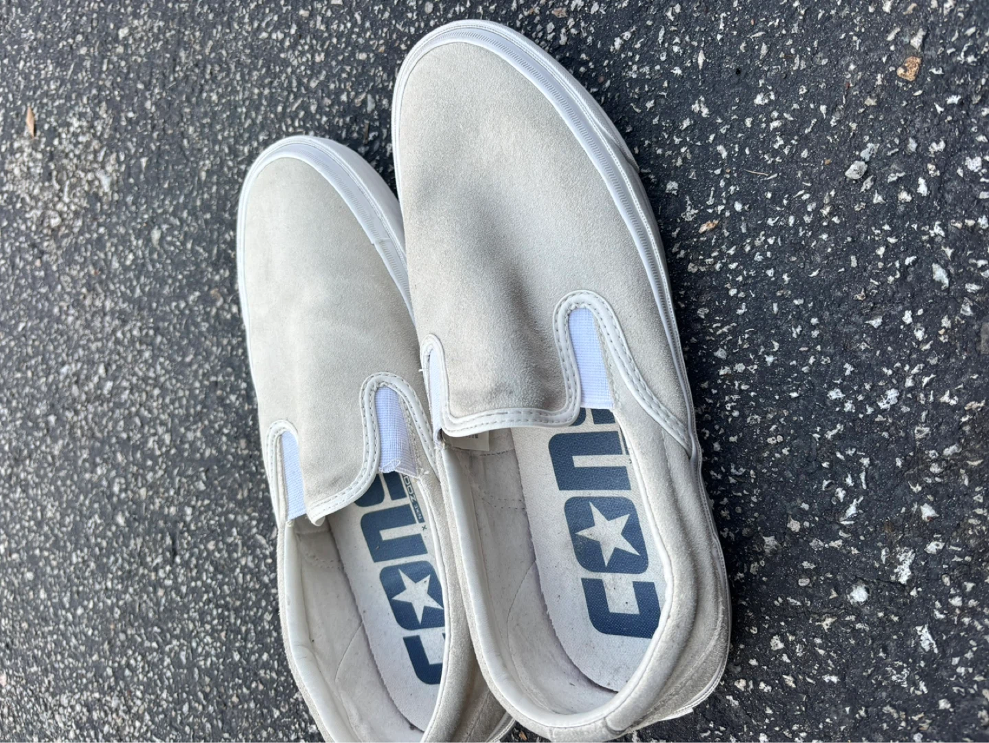 Converse CONS Suede Slip-On Shoes - Light Grey