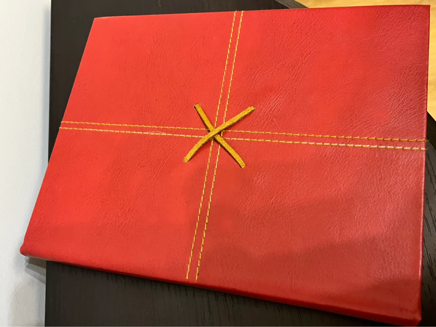 🌱 Red Leather Hardcover Lined Journal - photo 2