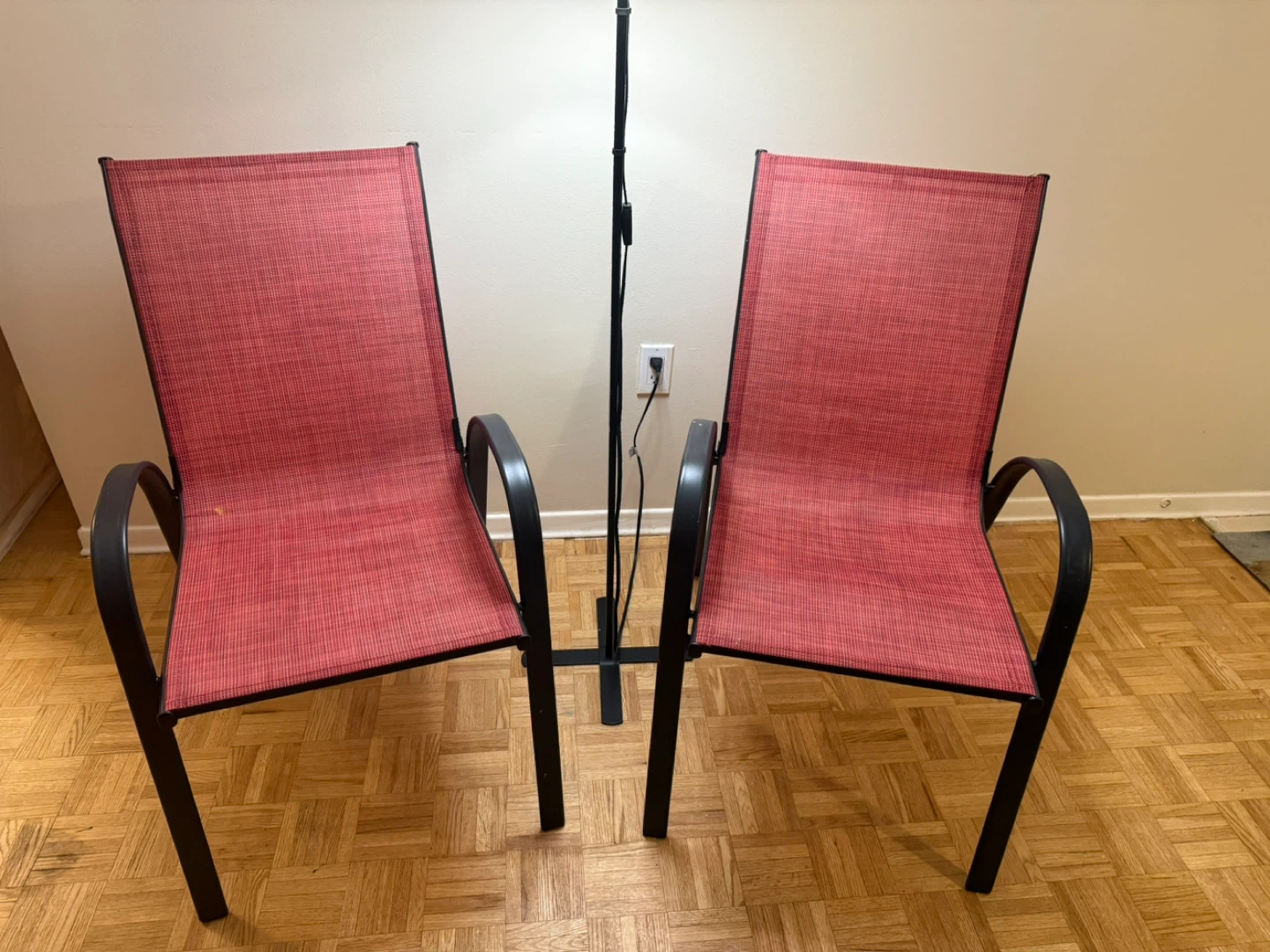 Set of 2 Red Patio Chairs