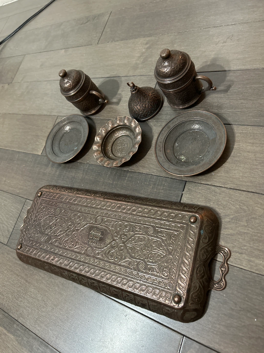 Antique Copper Coffee Set with Tray - photo 5