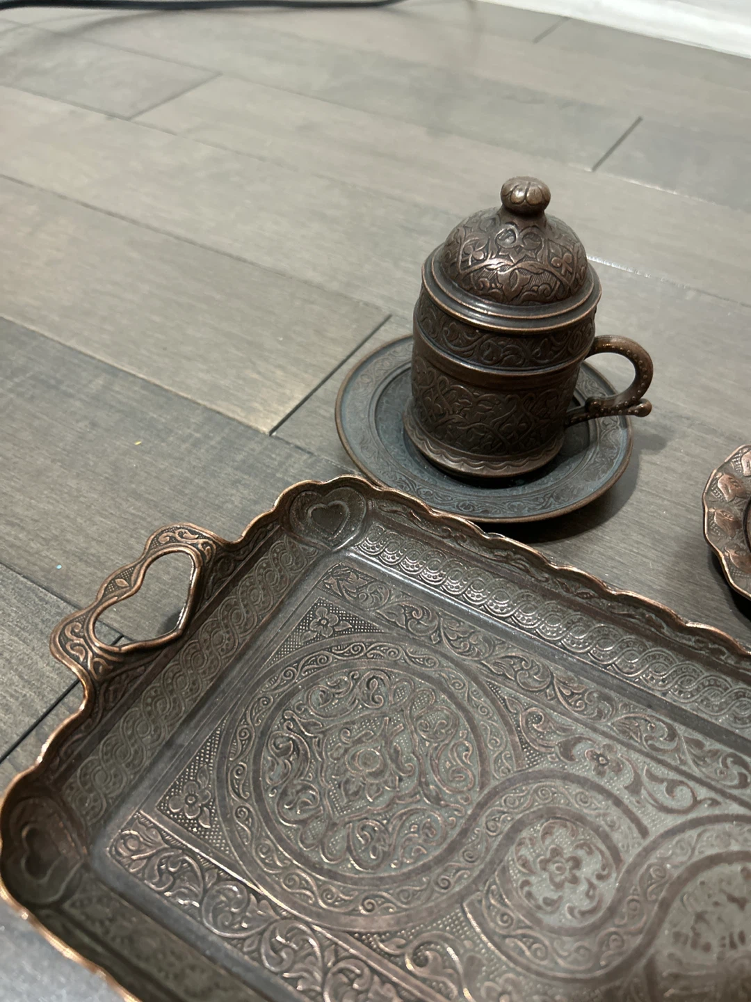 Antique Copper Coffee Set with Tray - photo 3