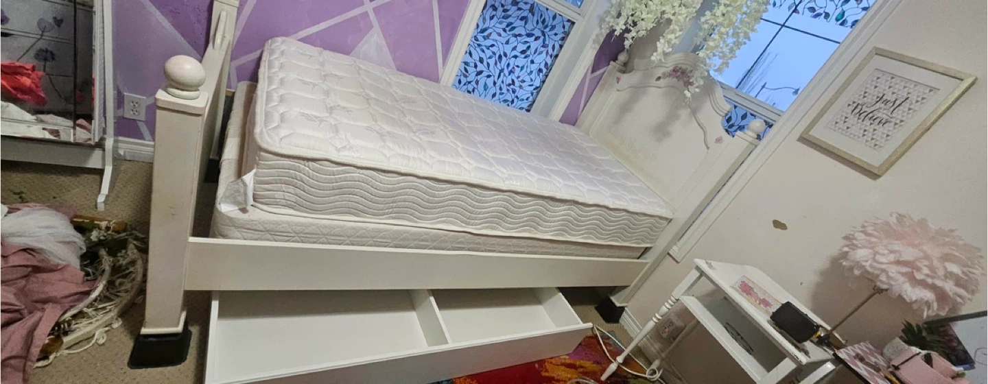 White Twin Bed with Storage Drawers - photo 2