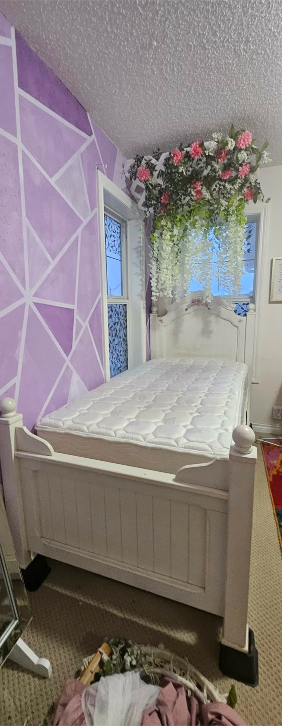 White Twin Bed with Storage Drawers