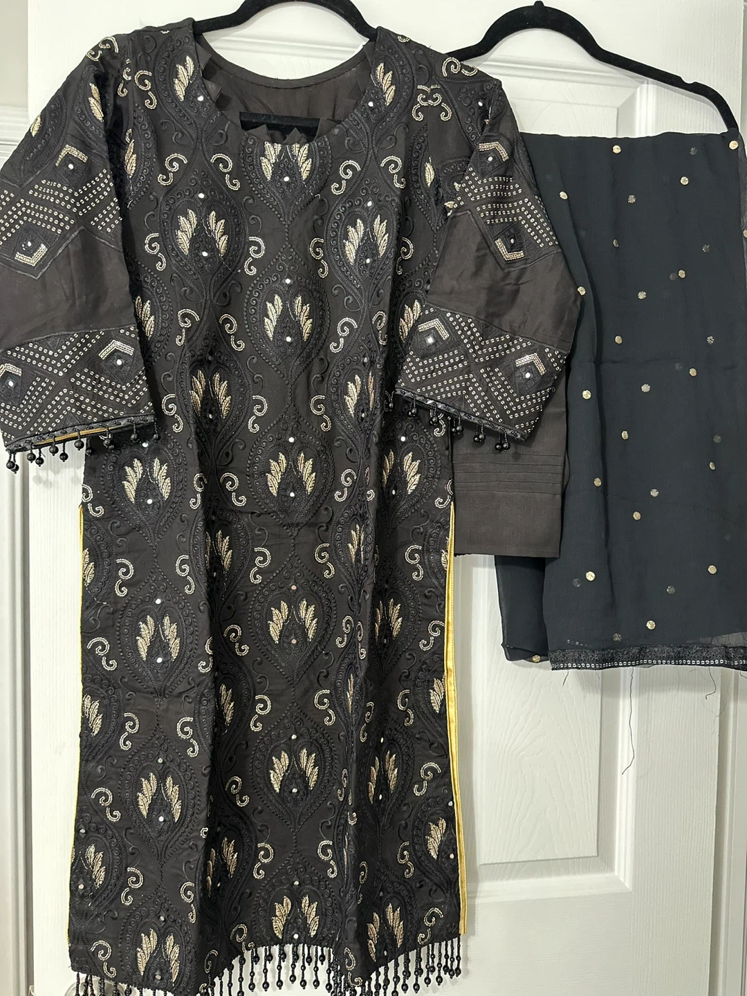 Black Embroidered Kurti with Dupatta