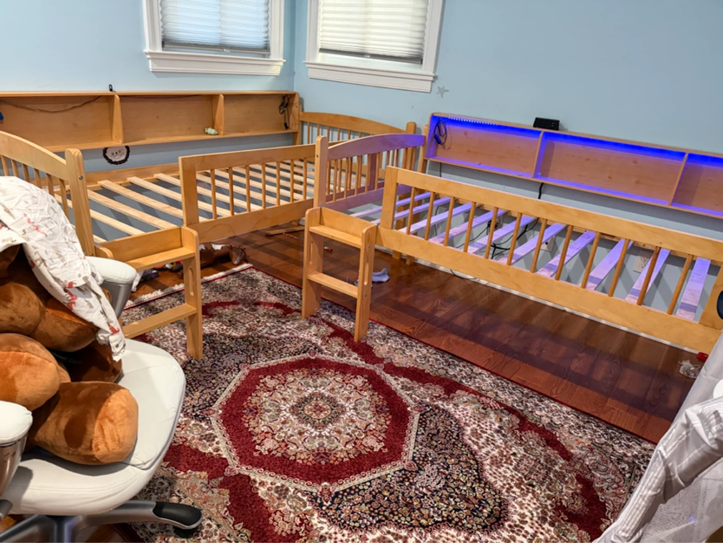 Wooden Twin Bed with Storage Shelves - photo 2
