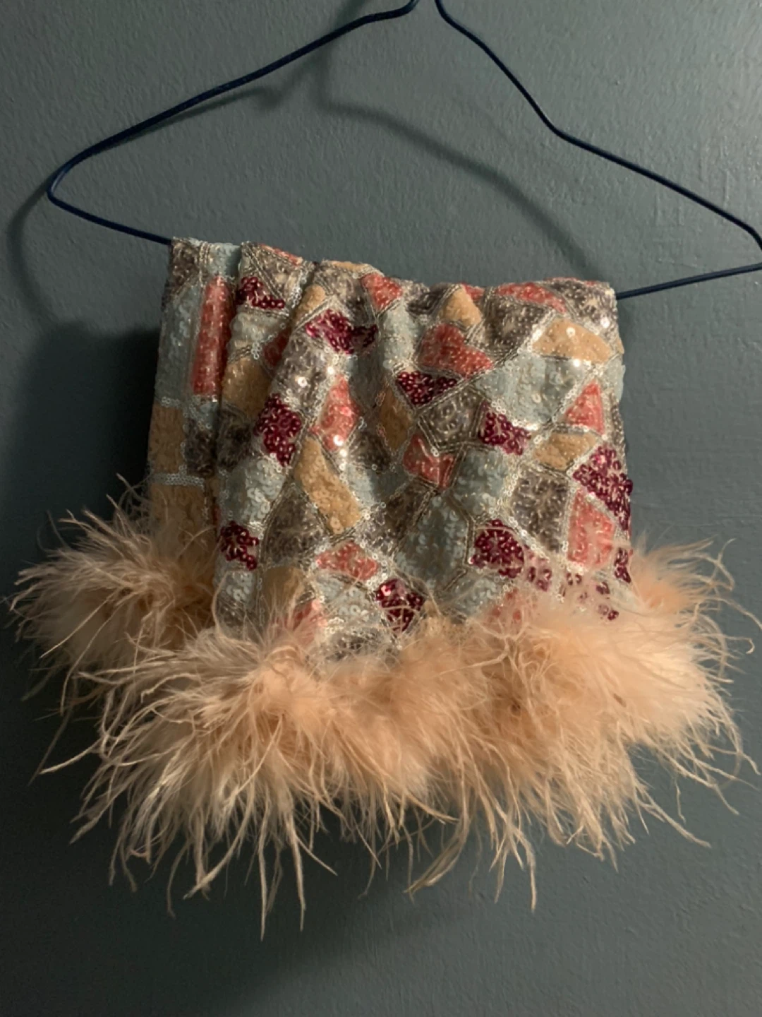 $10 Sequin and Feather Embellished skirt