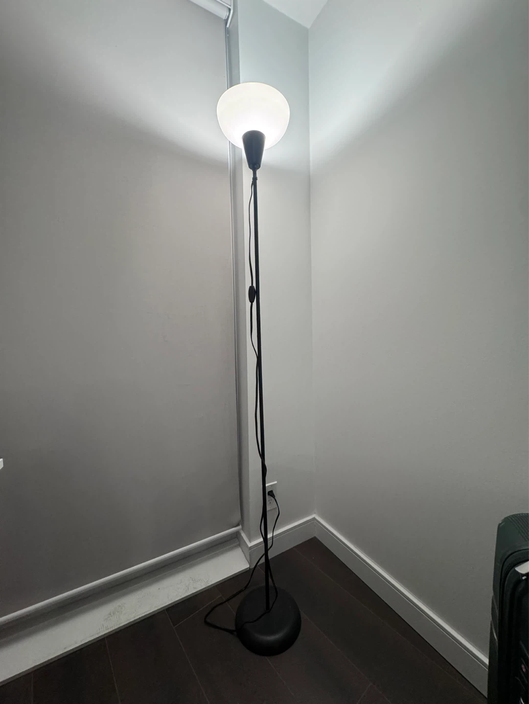 Black Floor Lamp with White Shade and coffee table - photo 3
