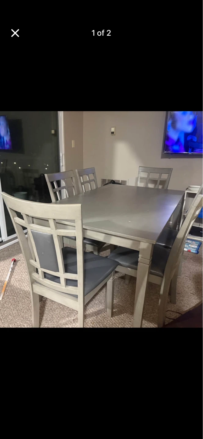 Grey Dining Table with 6 Chairs