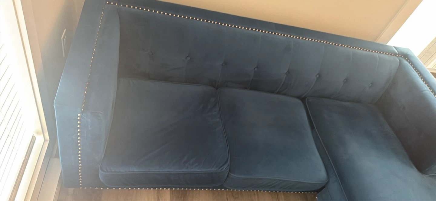 Blue Velvet Sectional Sofa - photo 3