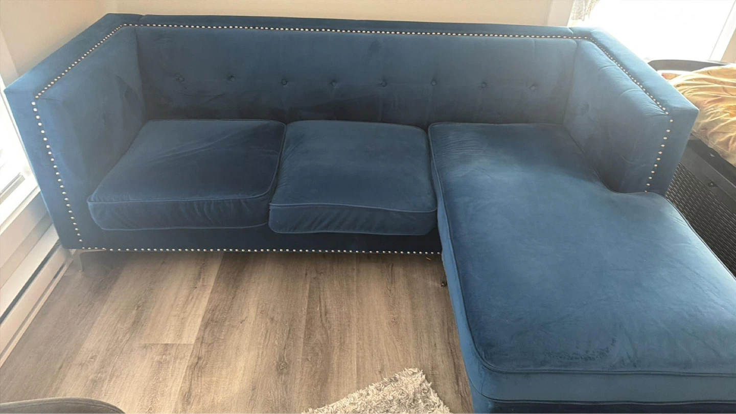 Blue Velvet Sectional Sofa