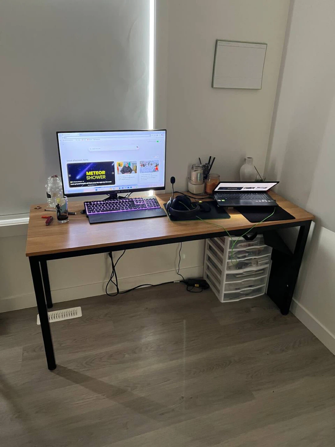 Wooden Desk with Metal Frame | Table - photo 2