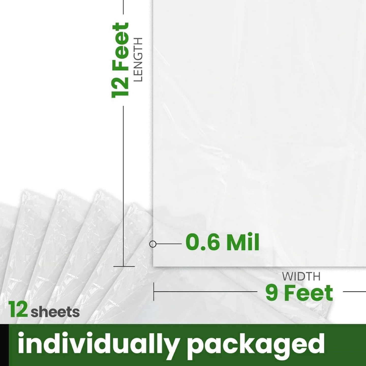 6 Plastic Drop Cloth 9x12 Ft -  Clear Plastic Sheeting - photo 2