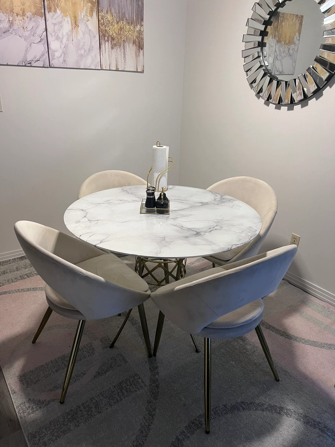 Velvet Dining Chair - Cream - photo 2