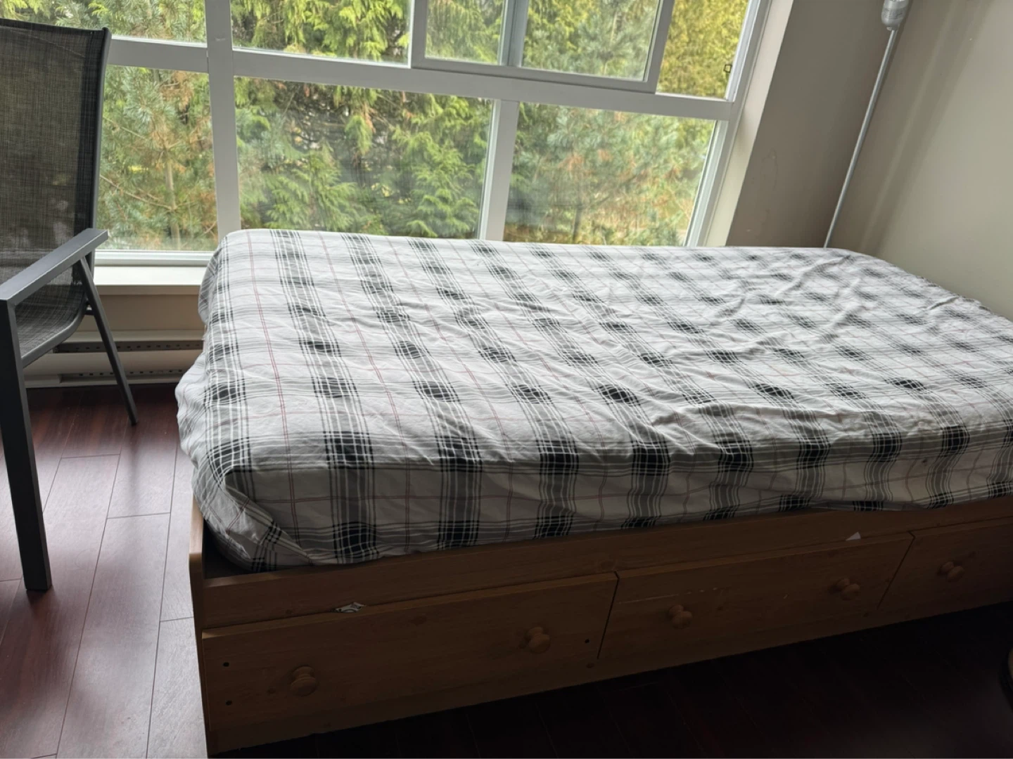 Twin Bed Frame with Drawers and mattress - photo 2