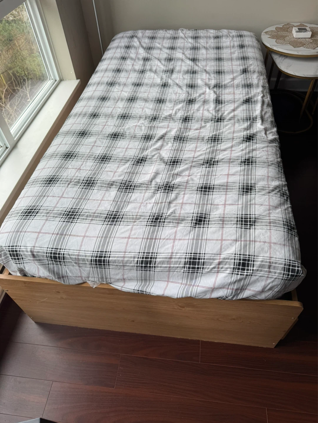 Twin Bed Frame with Drawers and mattress
