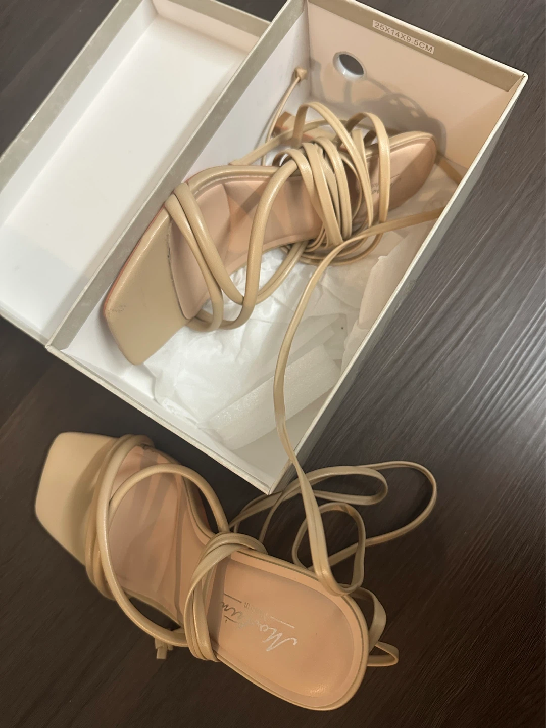 Women's Beige Strappy Lace-Up Heels - photo 2