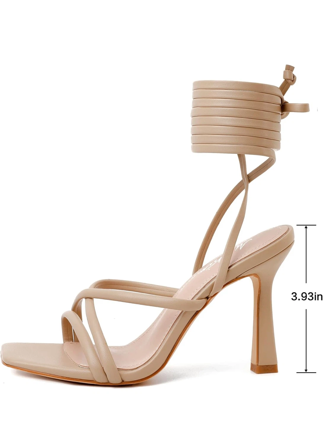 Women's Beige Strappy Lace-Up Heels - photo 4