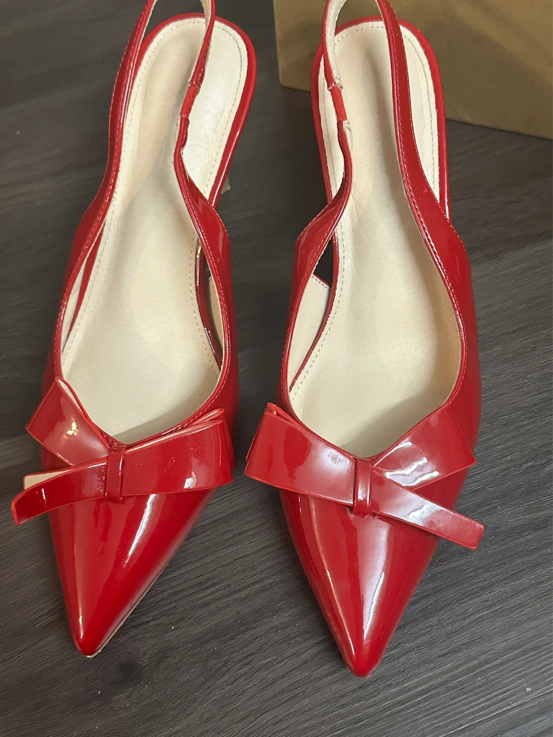 Red Slingback Heels with Bow - US Size 8 - photo 2