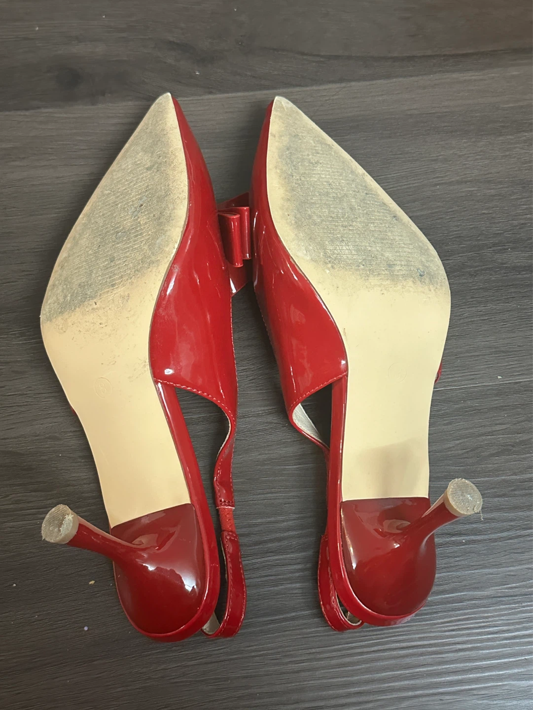 Red Slingback Heels with Bow - US Size 8 - photo 3