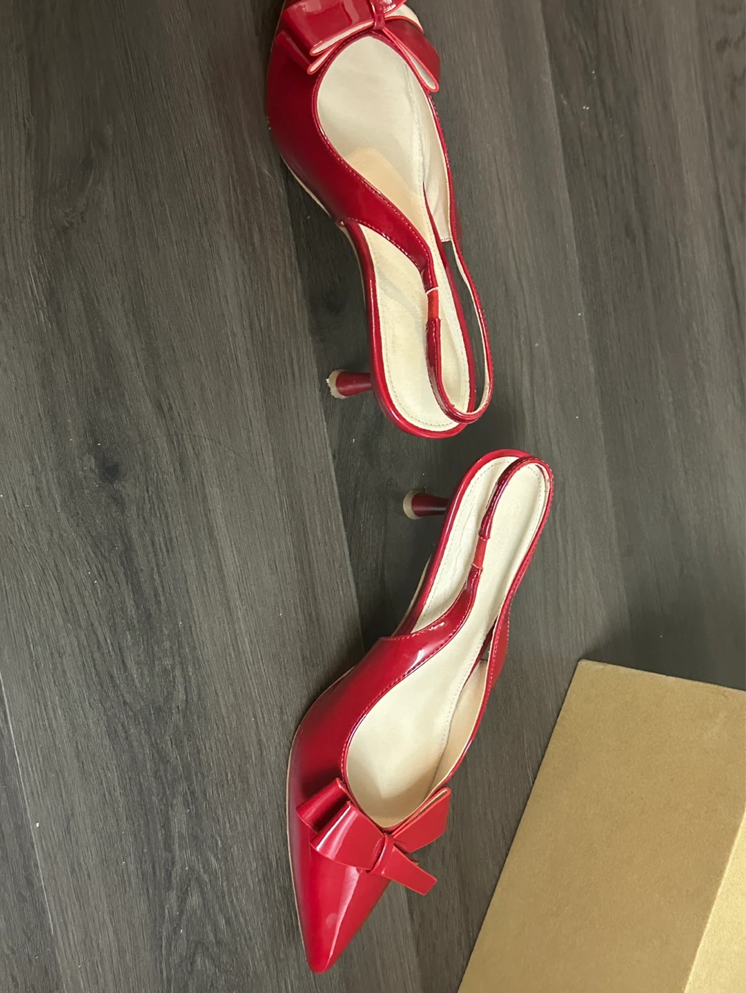 Red Slingback Heels with Bow - US Size 8 - photo 4