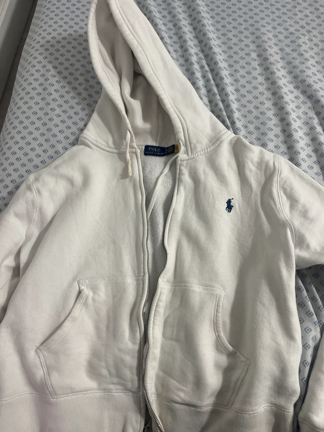 White Polo Ralph Lauren Zip-Up Hoodie