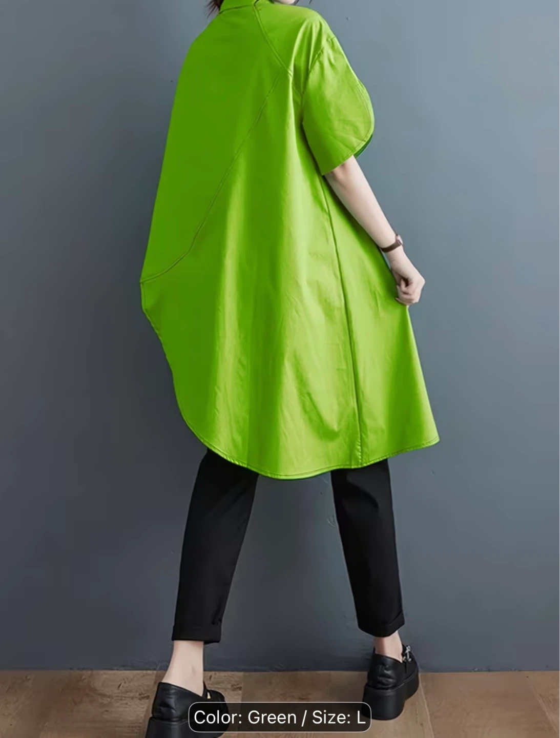 Bright Green Oversized Tunic Shirt - 💚💚💚 - photo 2