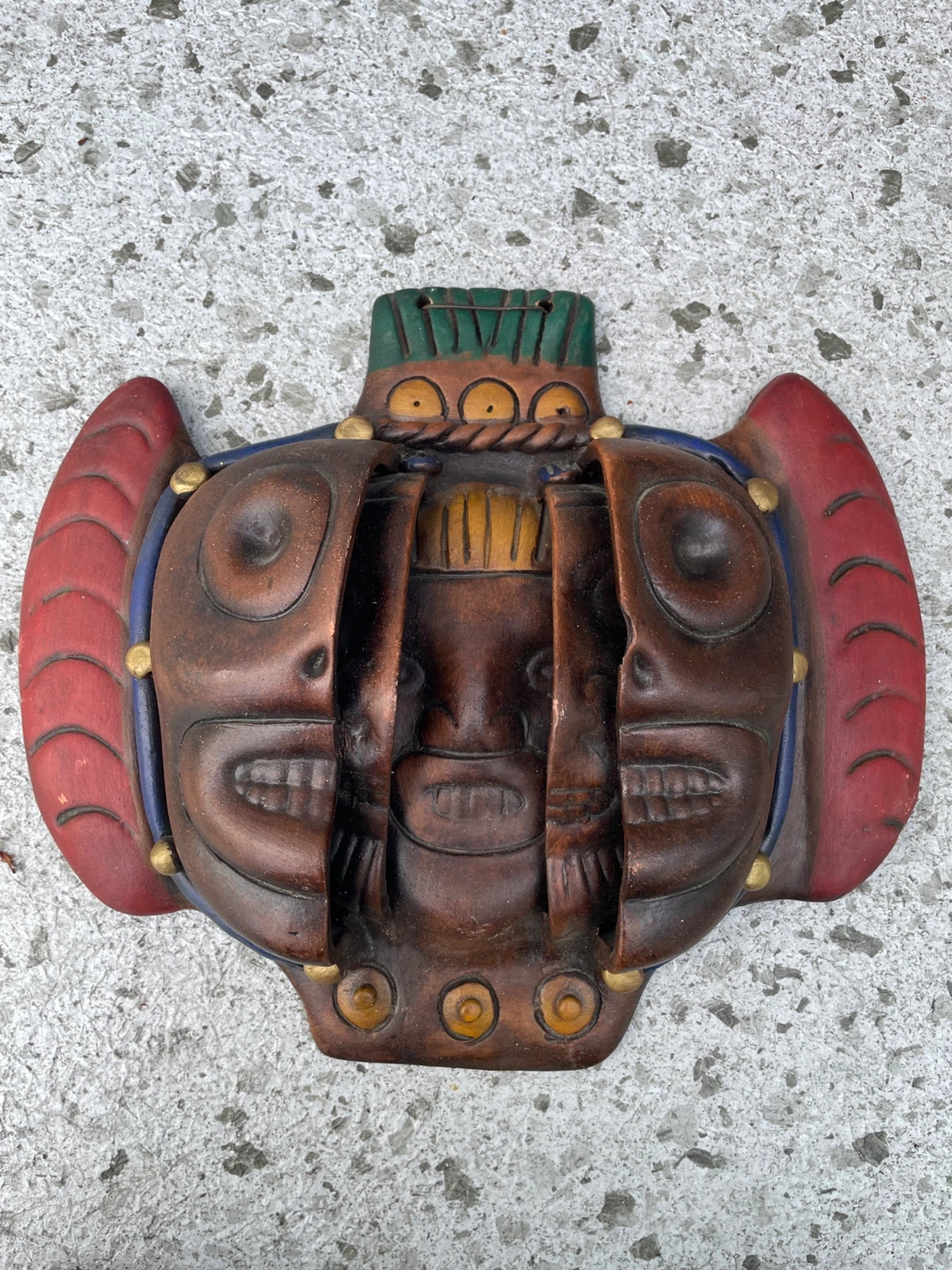 Ceramic Mesoamerican Aztec Style Wall Mask - photo 2