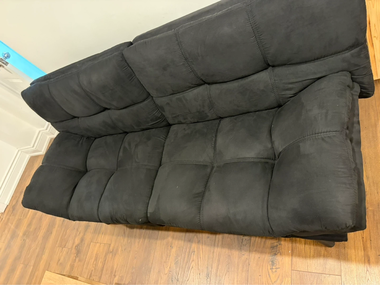 Black Faux Suede Futon Sofa - photo 3