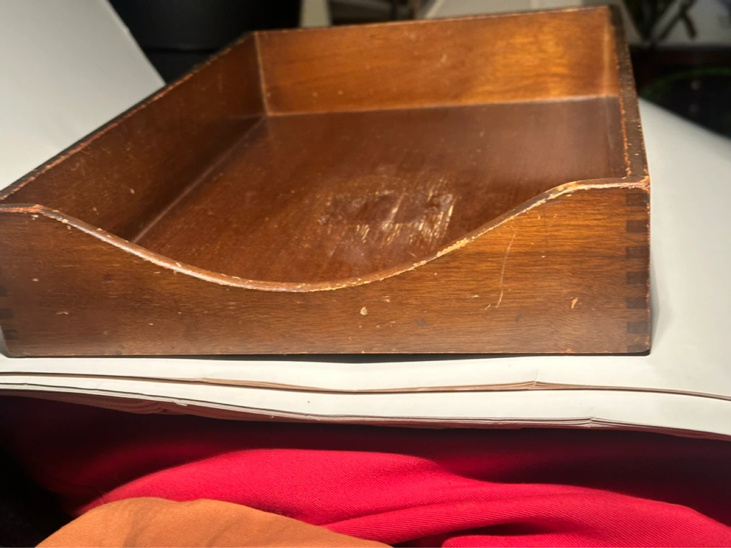 Mid century wood letter tray - photo 2