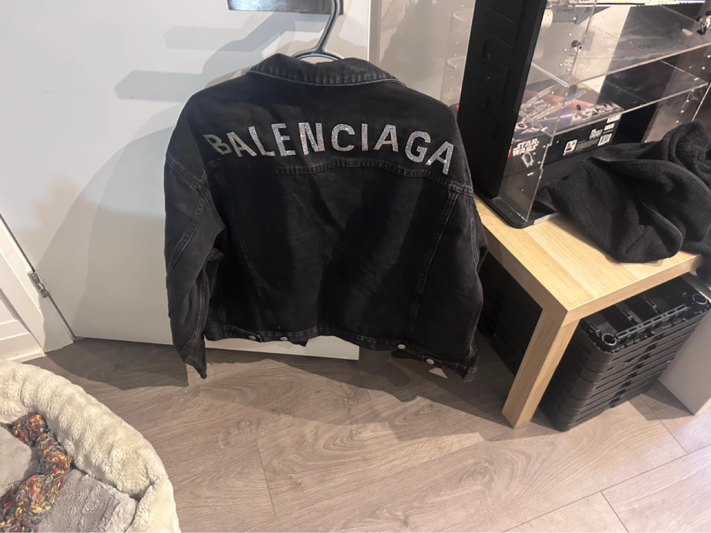 Balenciaga Black Denim Jacket with Rhinestones Size 36 - photo 2